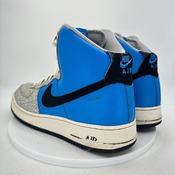 Nike Air Force 1 High Men Size 11.5 315121-406 Blue Court Crackle Grey Shoes - Picture 7 of 14